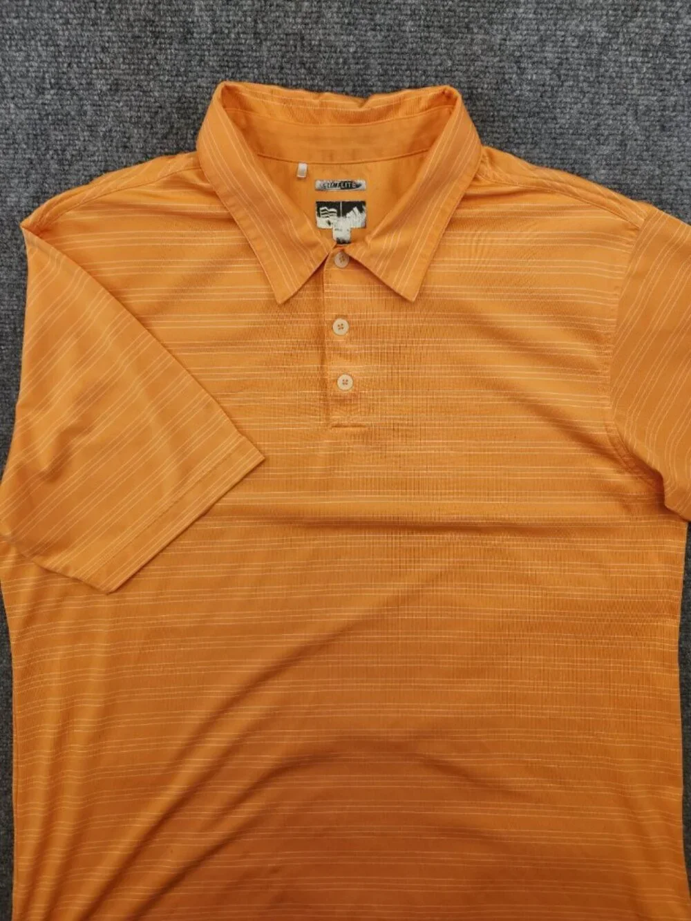 Adidas Climalite Adult Men Large Orange Striped Short Sleeve Golf Polo Polyester